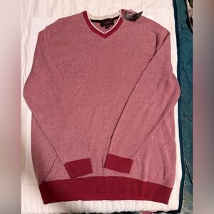 Tasso Elba NWT red v-neck sweater Christmas 100% cotton XXL